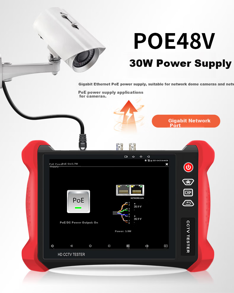 Wanglu Tong Engineering Pro 8-inch Multifunctional Digital Network Video Tester Video Surveillance WiFi Detection PoE Power Supply Cable Tracing Voltage Testing Integrated Camera Engineering Equipment 7