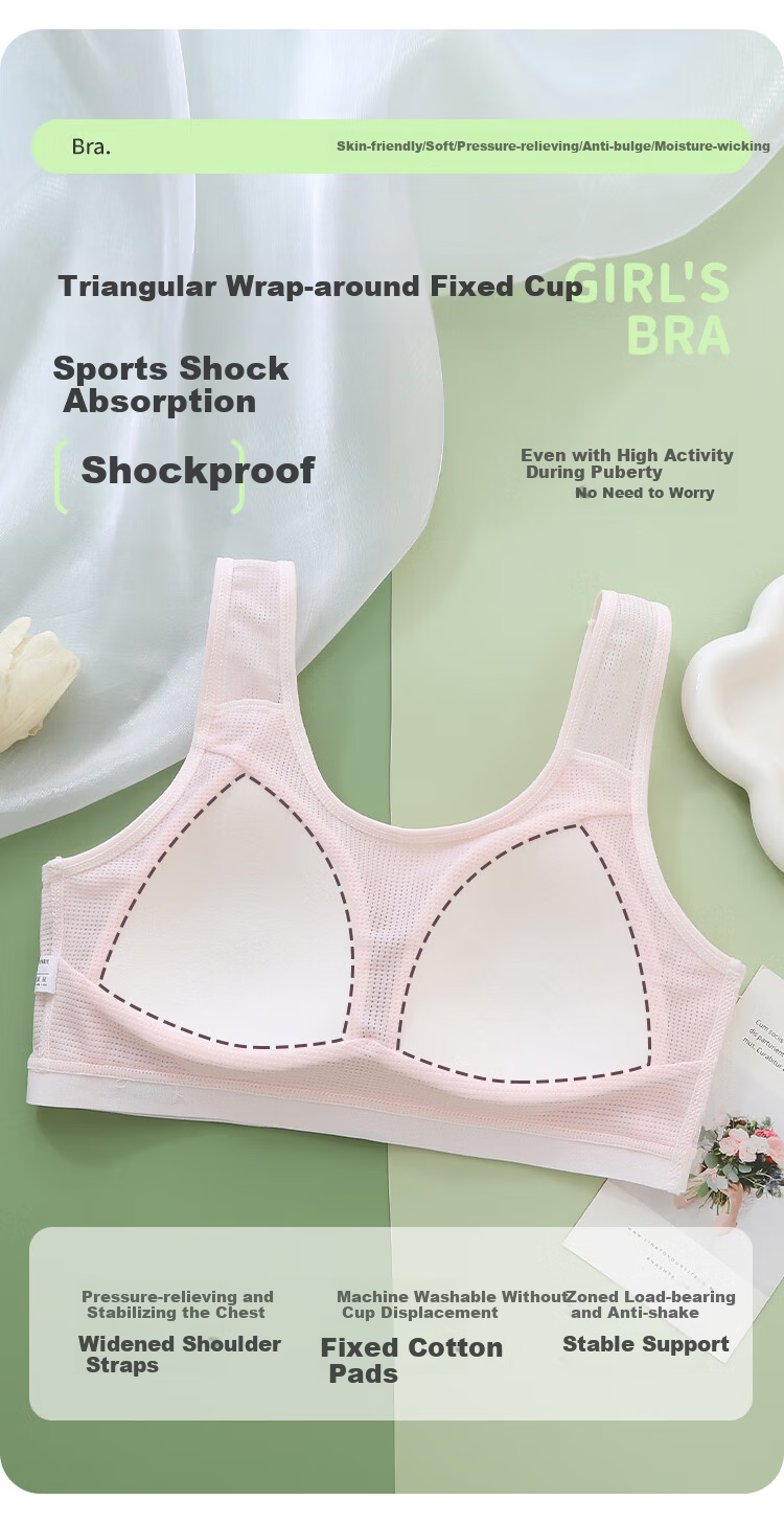 Yalu Girls' Developmental Underwear 10-Year-Old Thin Mesh Children's Bra Primary School Girls Stage 2 Vest 3