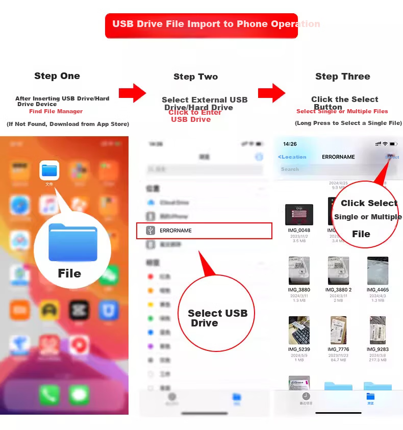Lantuo Card Reader Mobile Hard Drive Lightning Cable Apple OTG Adapter for iPad Tablet Phone Data Transfer USB Drive Converter with Power Supply 15