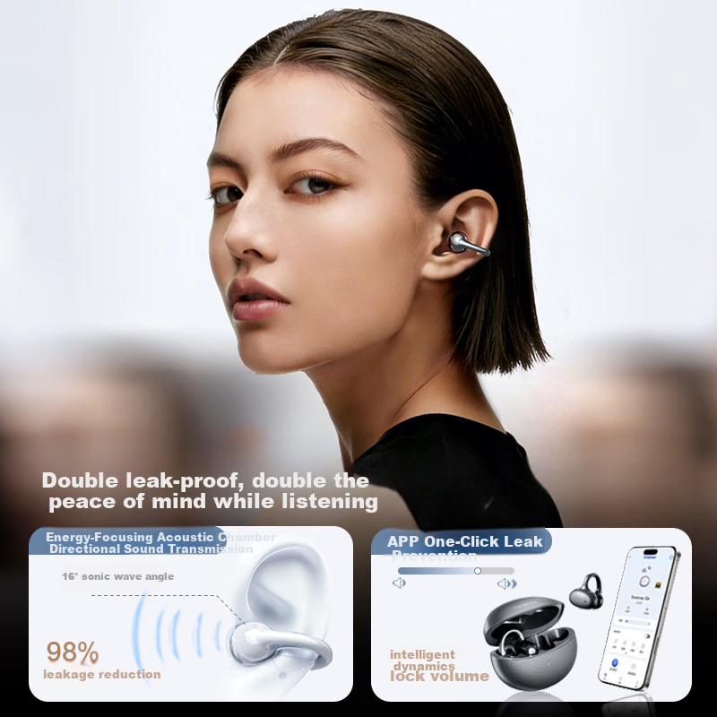 Tangmai Q5 Open-Ear Clip Bluetooth Bone Conduction Wireless AI Translation Sports Running Sweatproof Gaming Low Latency Long Battery Life Noise Cancelling Valentine's Day New Year White
