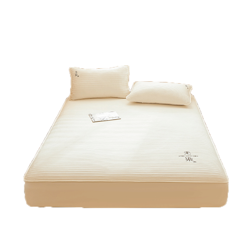 Hodo Class A Pure Cotton Fitted Sheet 1.8x2m Full Coverage Bed Skirt Quilted Mattress Protector Undyed Cream White