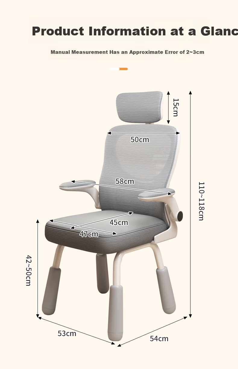 Chibilun Adjustable Computer Chair Ergonomic Office Chair with Lumbar Support for Long Sitting, Dormitory and Home Study Desk Chair for Students 8