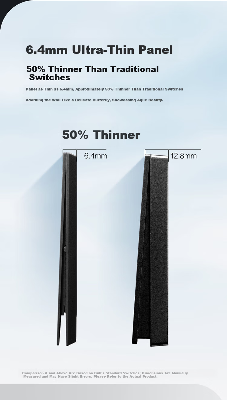 BULL Switch Socket G57 Butterfly Ultra-Thin Series Two-Gang Multi-Control Large Panel Switch G57K214 Ink Cloud Gray 3