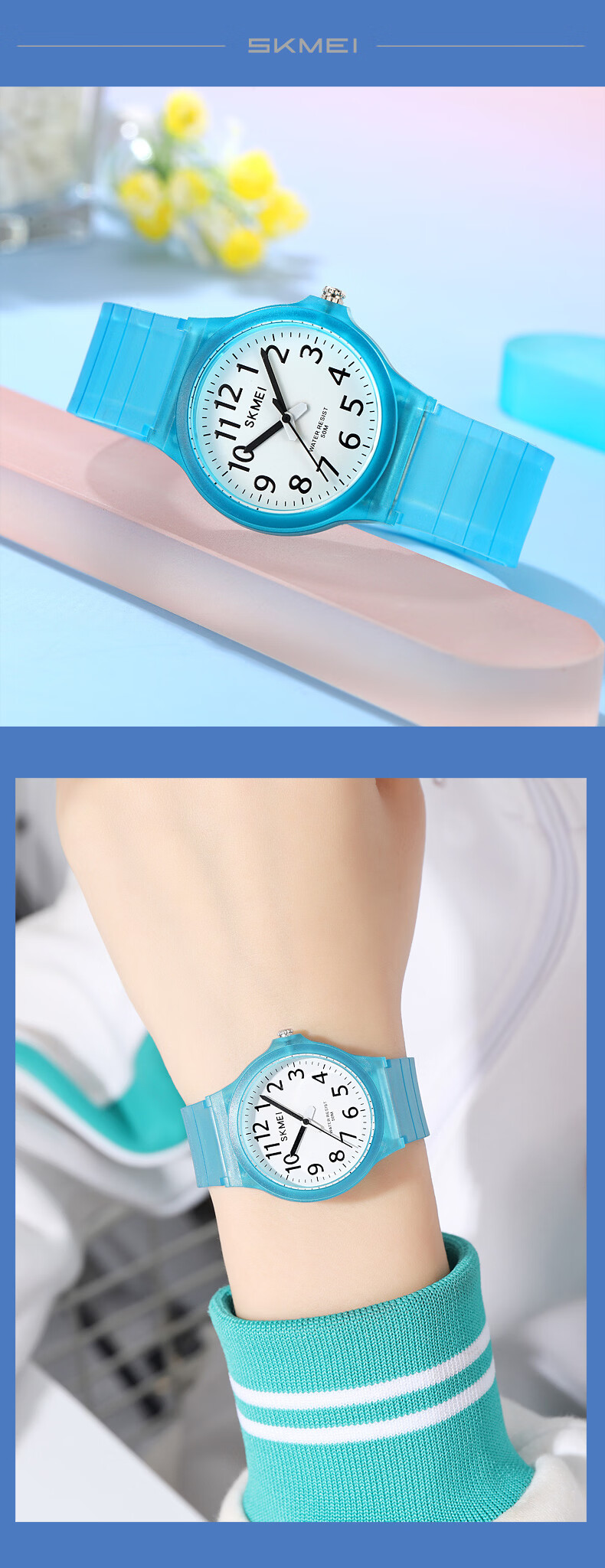 SKMEI Student Silent Pointer Quartz Exam Watch for Middle and High School Entrance Exams 2557 9