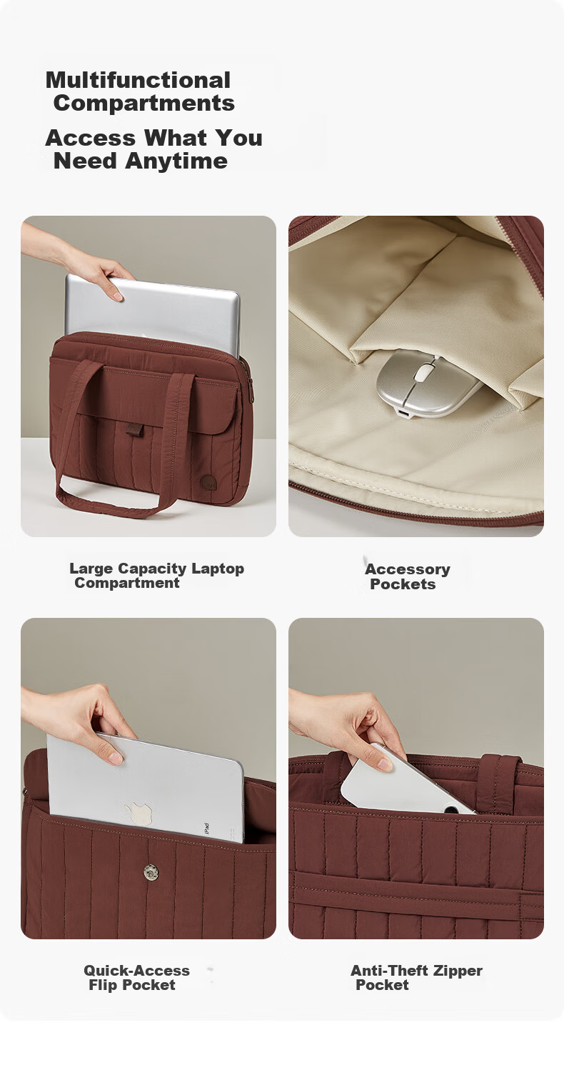 Aji Laptop Bag 16-inch Lightweight Large Capacity Thickened Waterproof Shoulder Bag Protective Sleeve for Men 14-inch 9