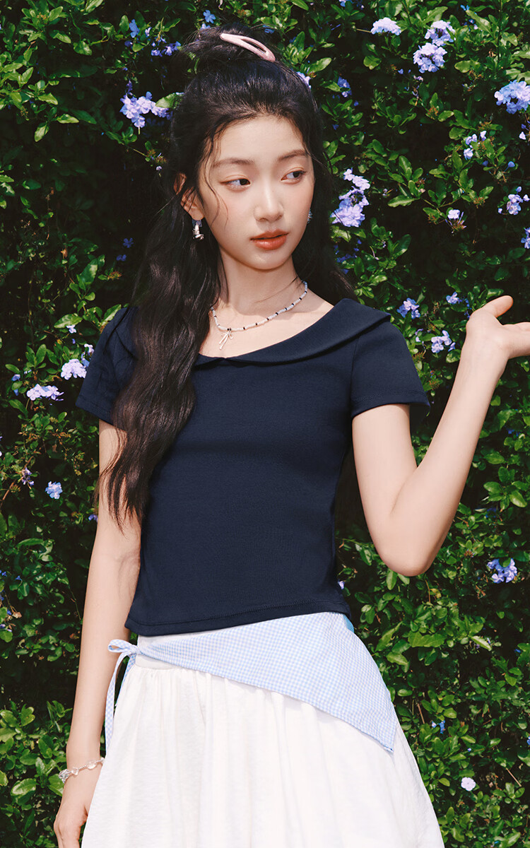 Semir Women's Summer Short Solid Color Doll Collar Short Sleeve Slim Fit Polo Shirt 2026 Gentle Clothing 109326115001 2