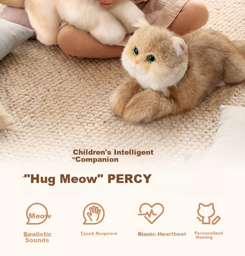 Chongker Plush Realistic Feedback Cat Smart Bionic High-End Electronic Pet Electric Doll Birthday Gift for Kids 2