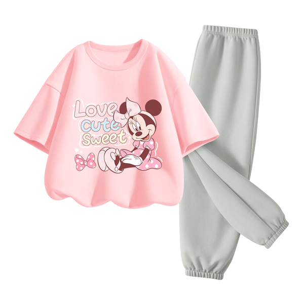 Disney Kids Sportswear 2026 Summer New Comfortable Cotton Girls Short Sleeve T-Shirt Loose Boys Summer Outfit