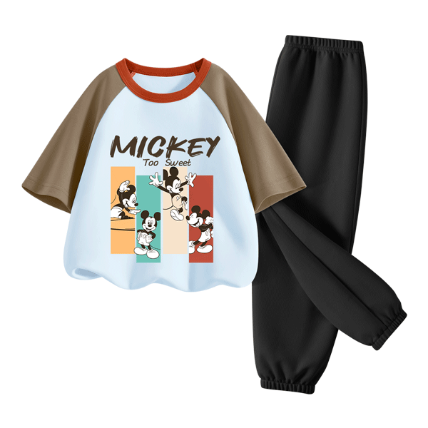 Disney Kids Sportswear 2026 Summer New Comfortable Cotton Girls Short Sleeve T-Shirt Loose Boys Summer Outfit