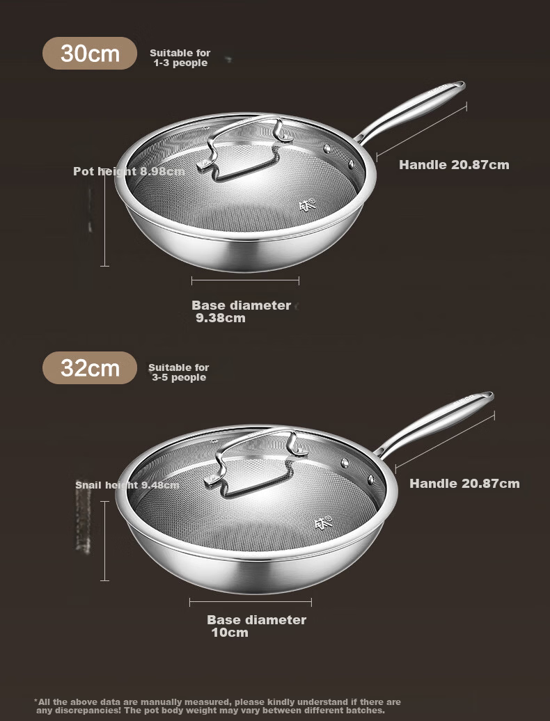 SUPOR JD Exclusive Pure Titanium Non-Coated Lightweight Non-Stick Frying Pan 100% Pure Titanium Plate 32cm Compatible with All Stoves 32
