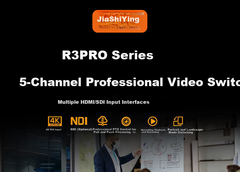 JiaShi Video Director Console R3PRO-U 4K Switcher 4-Channel Vertical Screen HDMI/SDI Streaming All-in-One Live Control Portable 1