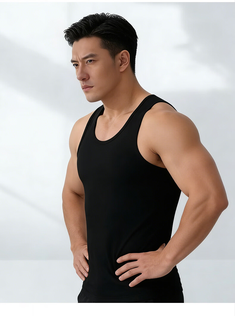 Hengyuanxiang Men's Pure Cotton Sleeveless Antibacterial Breathable Sports Tank Top Combed Cotton Summer Undershirt 17