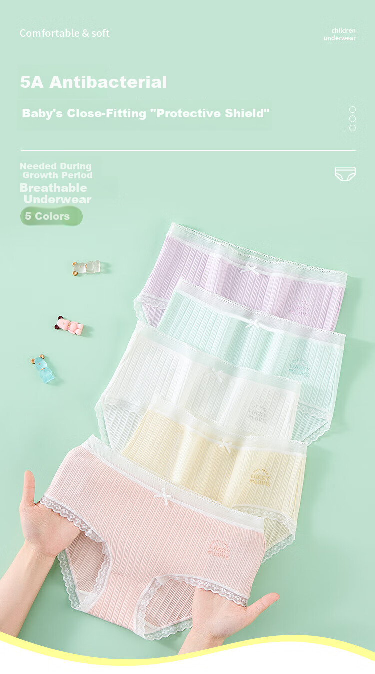 LangSha Kids Girls Summer Comfortable Breathable Mid-Large Child Student Baby Girl Triangle Briefs 3-Pack Size 160 1
