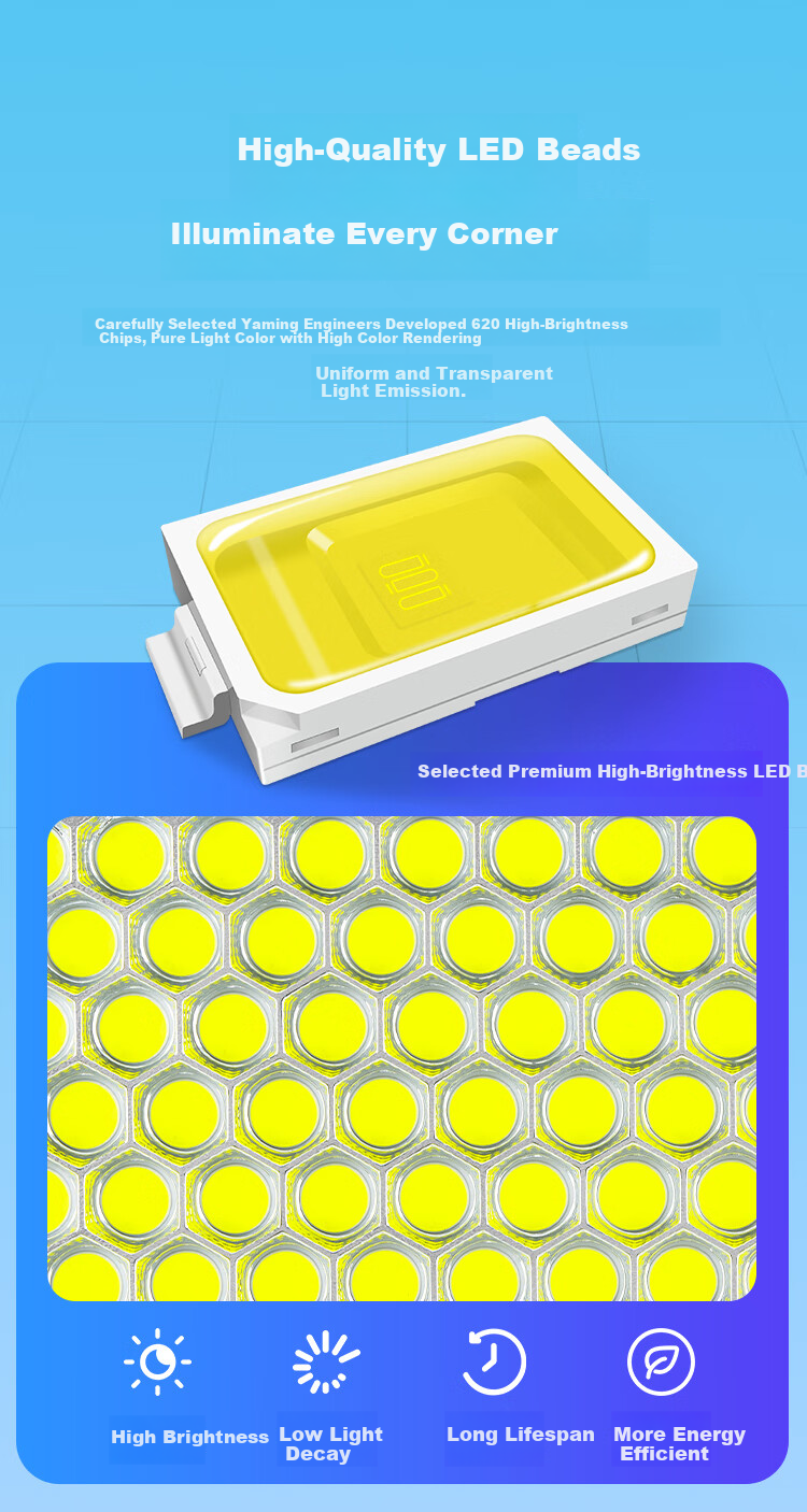 Yaming 9191 LED Floodlight Outdoor Waterproof Worksite Spotlight Factory Workshop Lighting Stadium Light White 300W 3