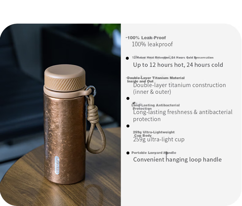 BLACK+BLUM UK Pure Titanium Insulated Coffee Camping Stainless Steel Titanium Mug HBO-FYB001 2