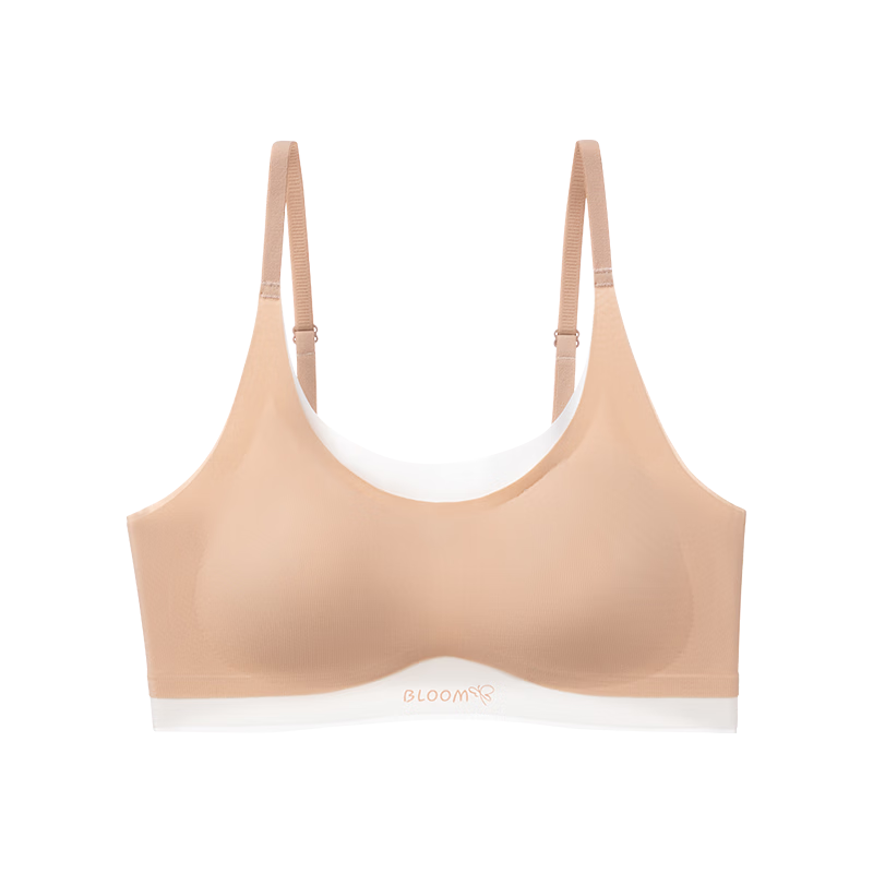 Meishianxuan Junior High School Girls Seamless Sports Bra Youth Development Anti-Shock Camisole Underwear for High School Girls Nude Pink Bra