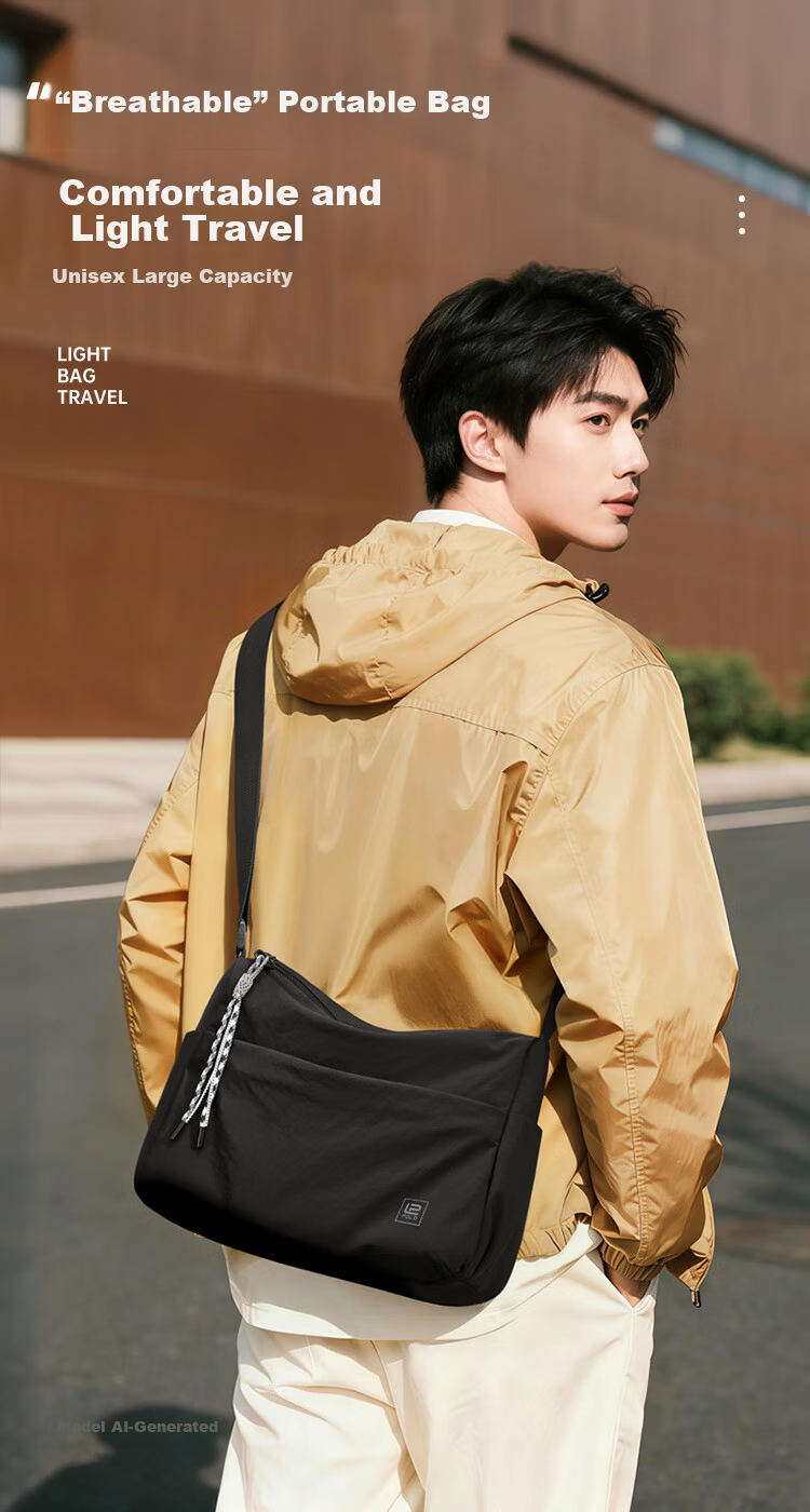 POLO Women's Casual Single Shoulder Crossbody Bag Large Capacity Sports Messenger Bag 12.9-inch iPad Outdoor Phone Bag 1