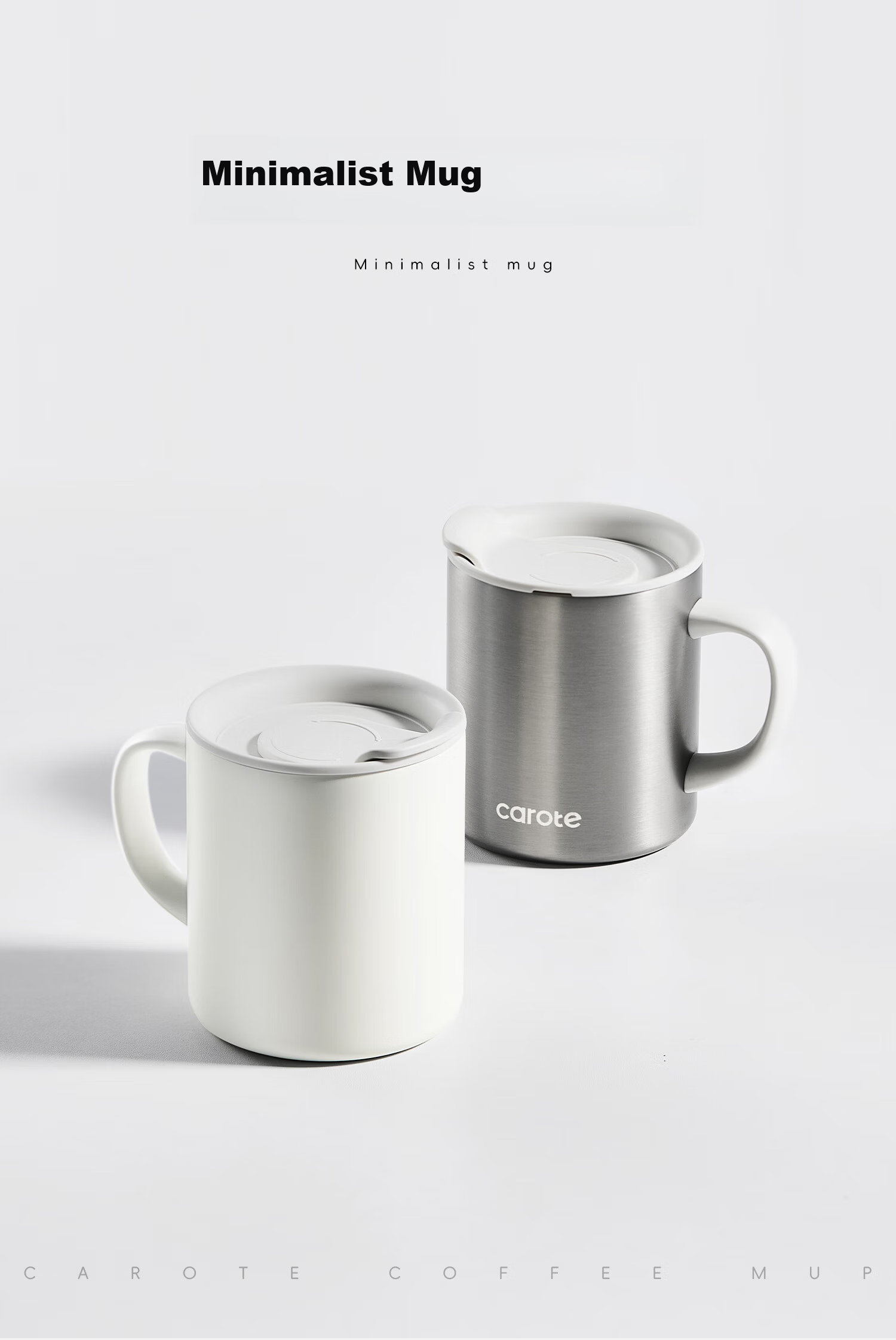 Carrot Insulated Mug with Lid, 316 Stainless Steel, Home Office Coffee and Tea Cup, White 1