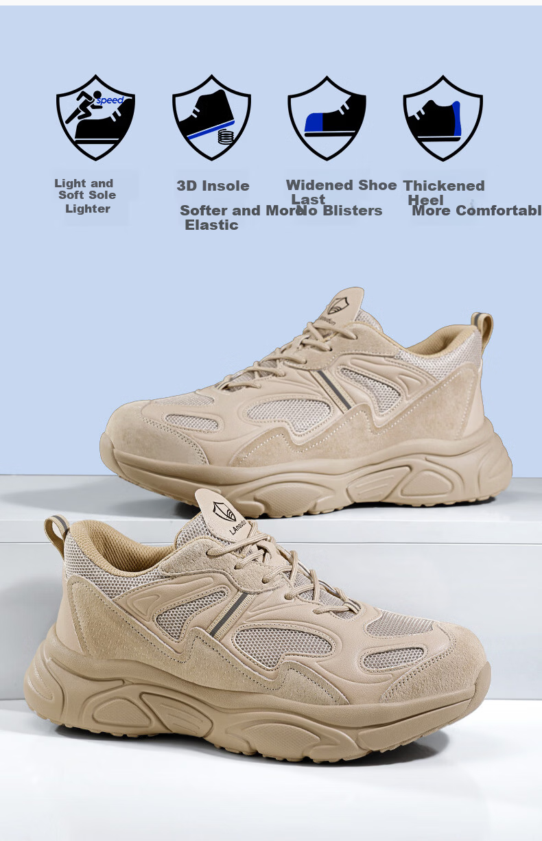 BlueOwl Shield Men's Summer Breathable Anti-Odor Non-Slip Ultra-Light Steel Toe Cap Anti-Smash Anti-Puncture Safety Work Shoes D281 Size 42 4