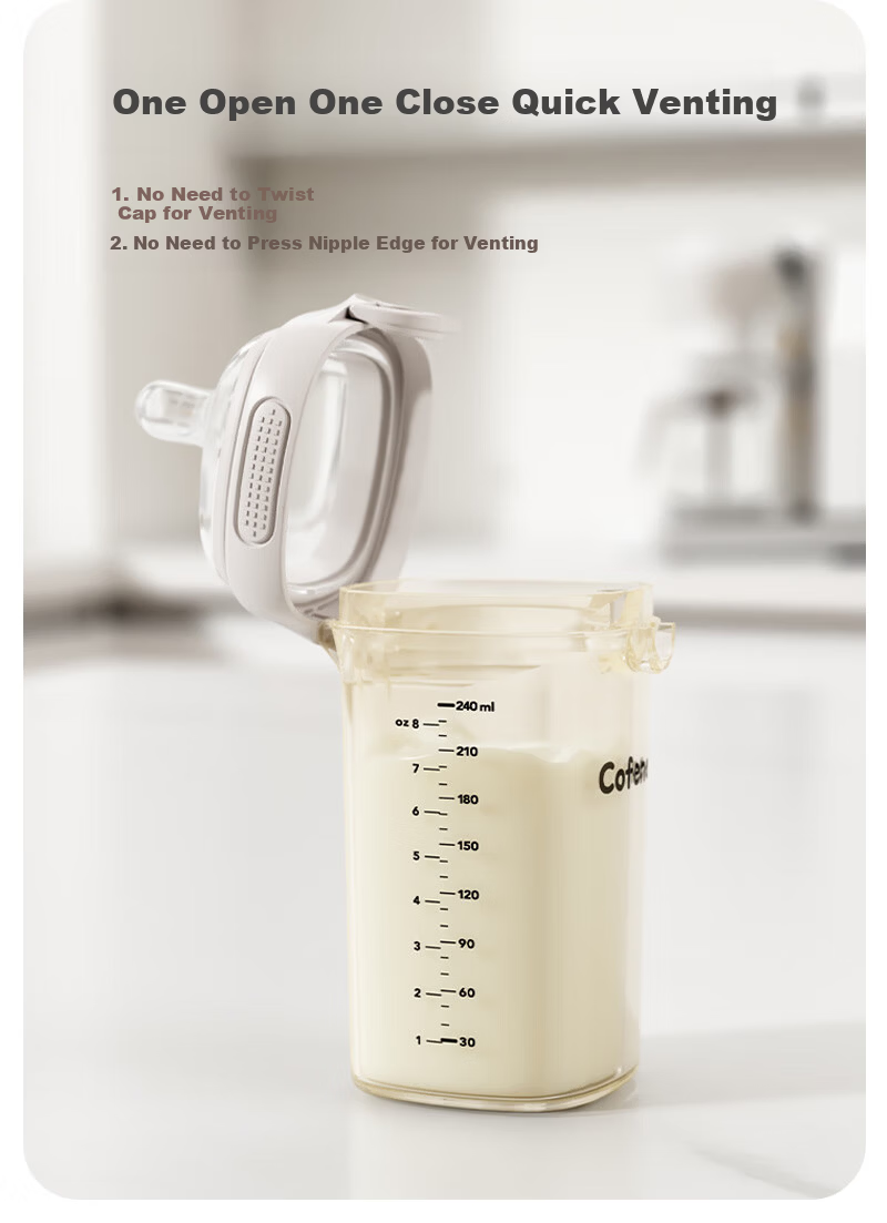 Cofene Baby Flip-top Anti-Colic Bottle 0-3 Months Newborn PPSU Wide Neck Breast-like Nipple 240ml 5