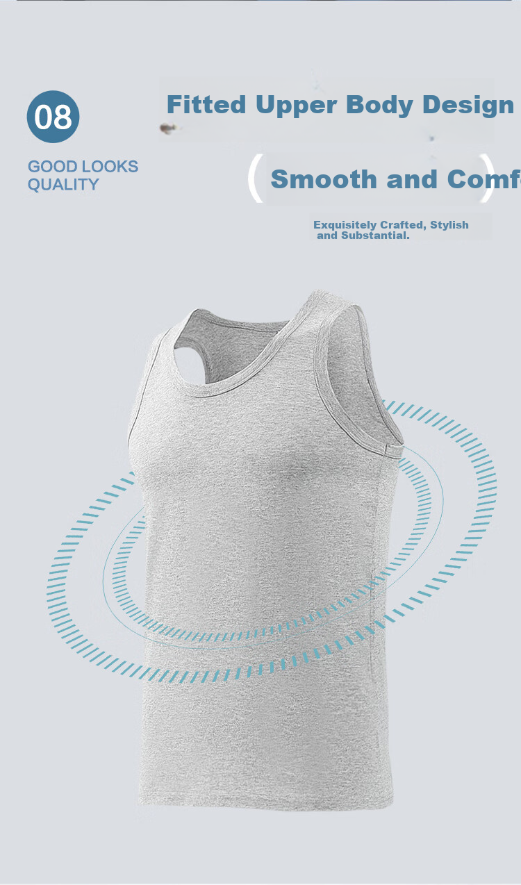 Hodo Men's Antibacterial Pure Cotton Sweat-Absorbing Breathable Simple Sports Vest 2-Pack Summer New Arrival 8