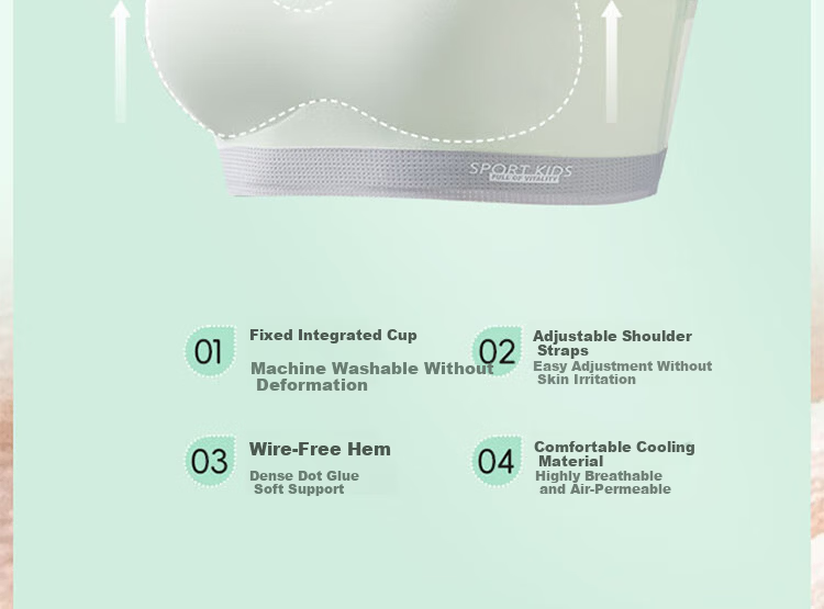 FitonTon Teen Girls Developmental Underwear 13-Year-Old High School Girls Children's Vest Sports Shockproof Junior High School Student Girls Bra 6