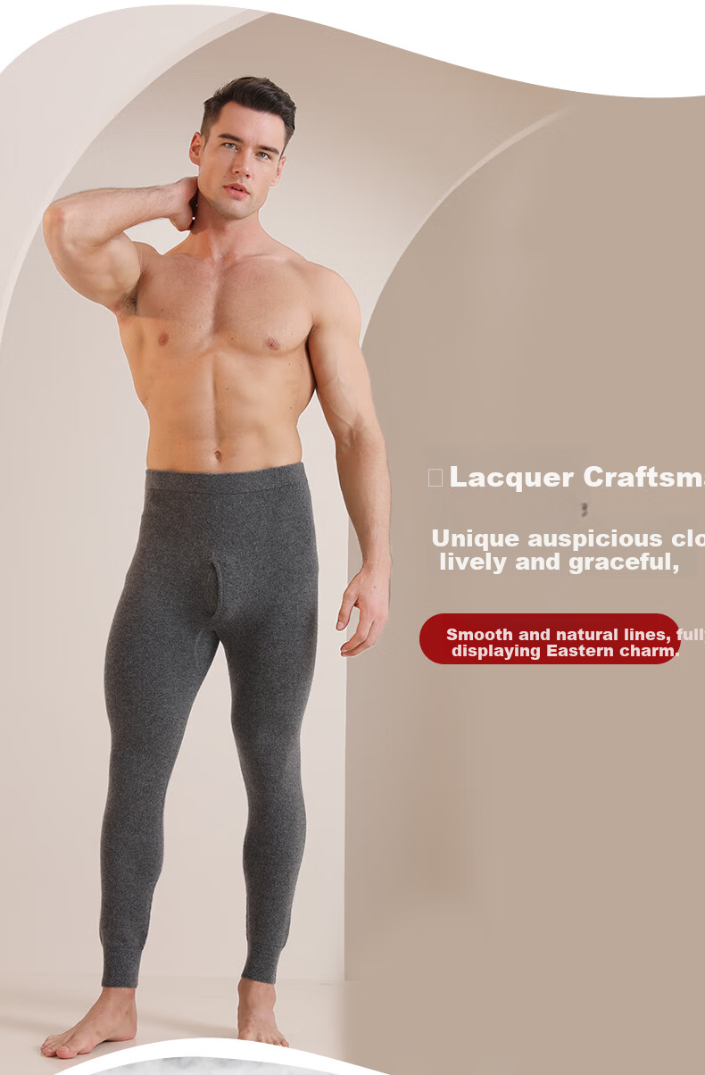 Mengyangwang Men's Pure Cashmere Pants Warm Slim Fit Thermal Leggings Wool Pants Autumn Winter Thickened Thermal Underwear for Men 9