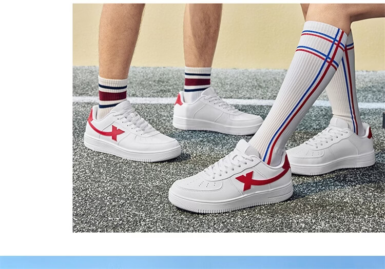 Xtep Couple Men's and Women's Sports Sneakers White Air Force One Spring Summer Mesh Breathable Lightweight Casual Shoes 35