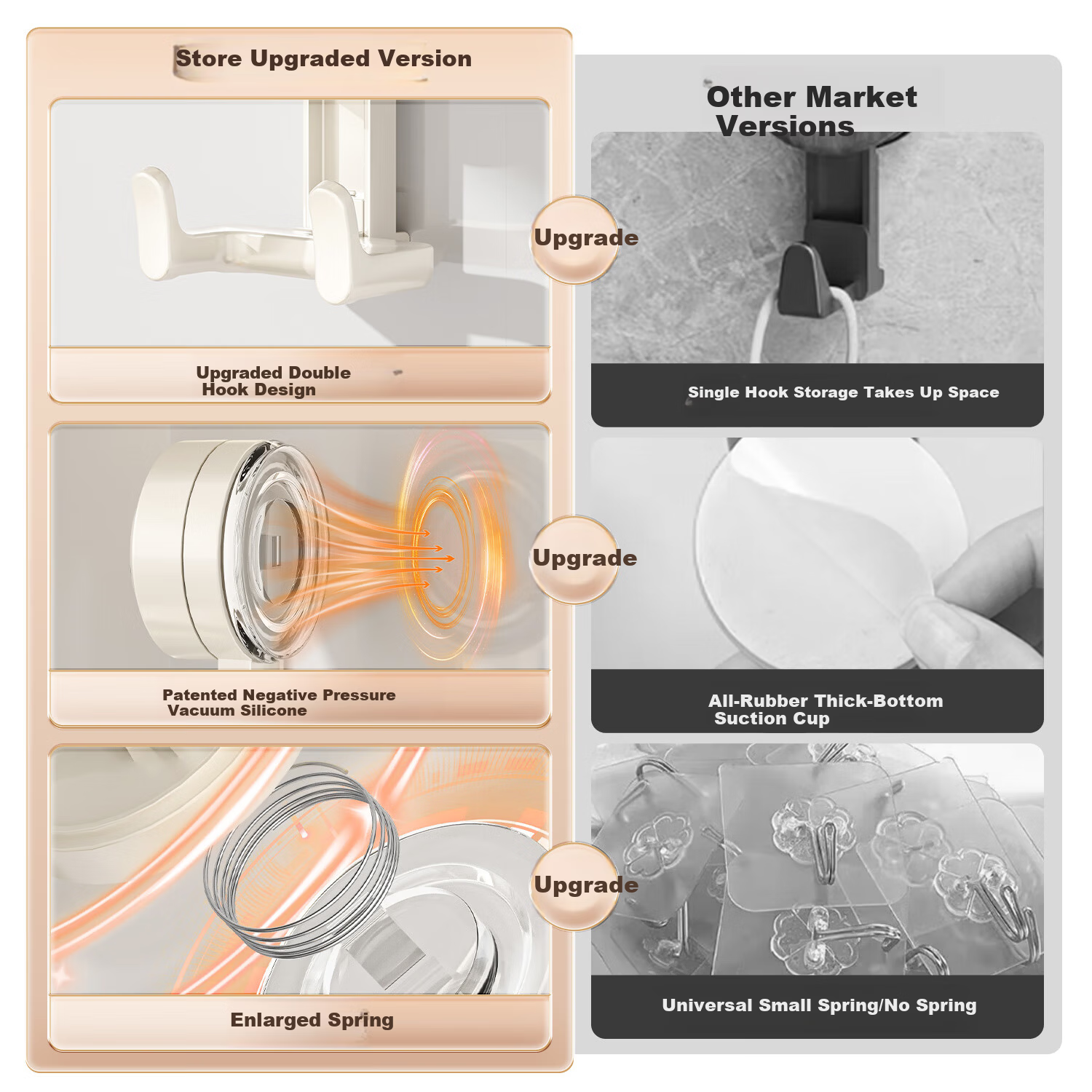 Jiabaili Suction Cup Kitchen Hook No Drilling Strong Load-Bearing Seamless Vacuum Double Hook for Door Bathroom Adhesive Hook Rack