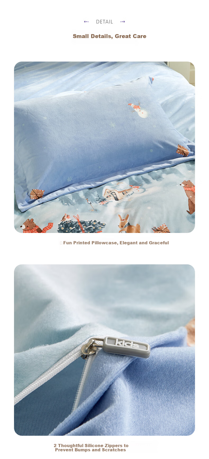 Luolaikids 3-Piece Set Baby A-Class Crystal Warm Velvet Bedding Dorm Single Bed Sheet Duvet Cover Pillowcase 150x215cm 9