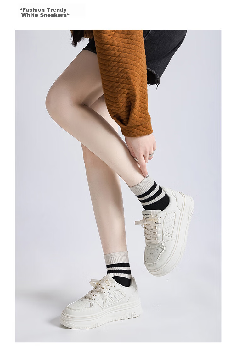 Global Black and White Thick Sole Platform Sneakers Height Increasing White Shoes INS Style 2026 Spring Comfortable New Korean Casual Shoes 1