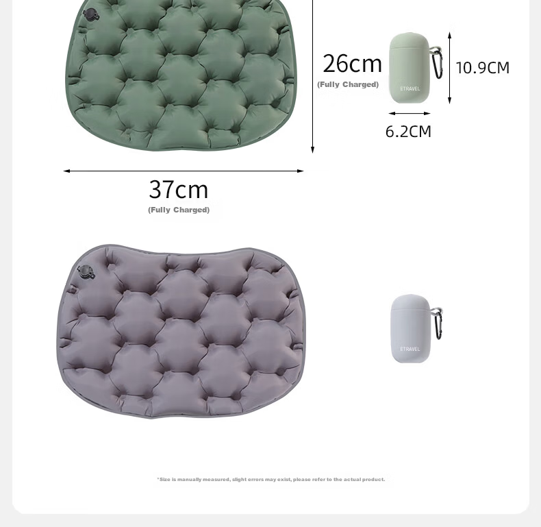 Etravel Outdoor Inflatable Seat Cushion Portable Foldable Air Pad Travel Camping Hiking Concert Moisture-Proof Gray 24