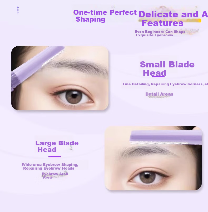 Dongyi Premium Dual-Head Eyebrow Razor Safety Close-Up Anti-Scratch Flat Head Eyebrow Shaver for Women Beginners Tool 3