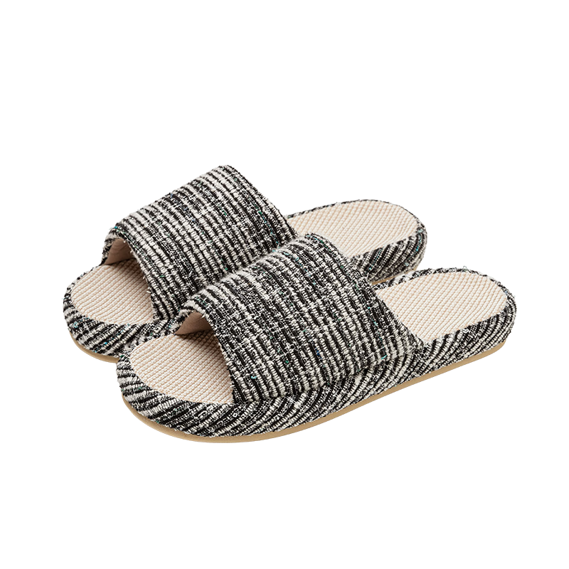 Puxiya Linen Slippers Women Indoor Home Non-slip Odor-resistant Breathable Lightweight Cotton Linen Slippers Men Black Size 40-41