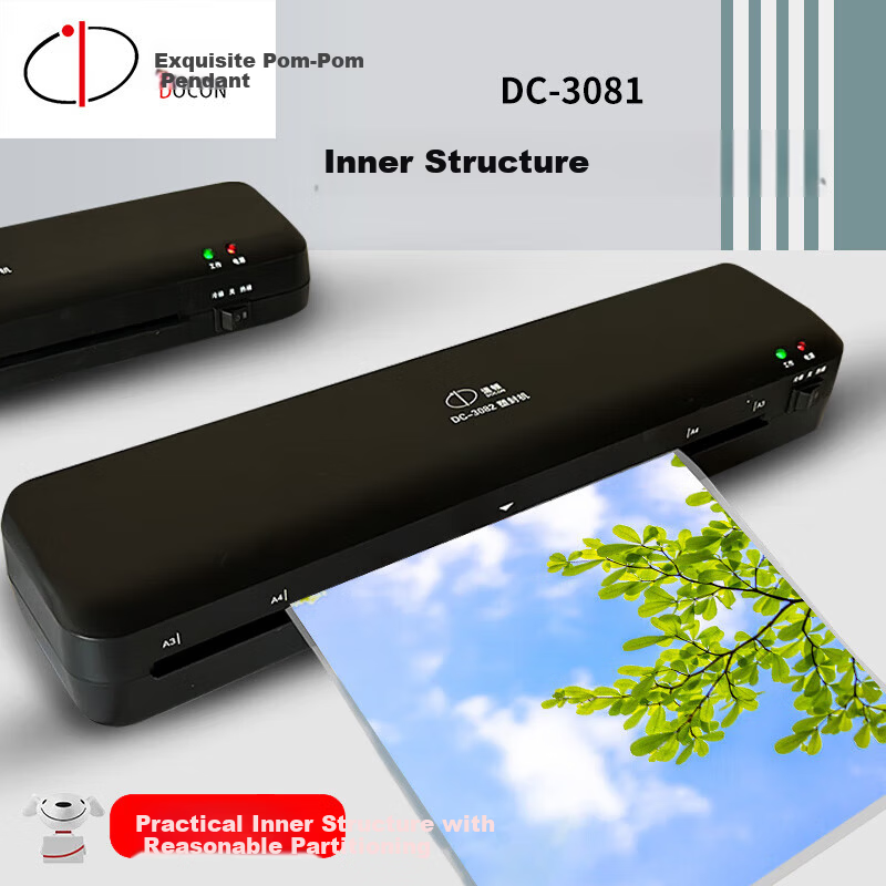 DOCON DC-3081 2-Roller A4 Laminator Small Photo Laminating Machine for Office and Home Use Compatible with 3", 5", 6", 7", 8" Laminating Pouches