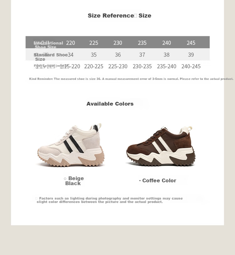 ZHR ZEZ Thick Sole 8CM Height Increasing Women's Shoes Retro Lightweight Versatile Sports Dad Shoes KS99 Coffee Color Size 39 7
