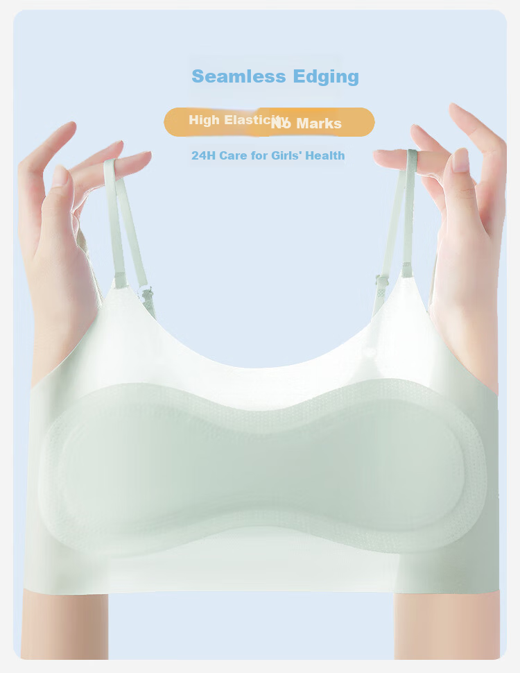 FitonTon 2-Pack Girls' Padded Development Bra Anti-Pointing Invisible Fixed Cup Underwear for Ages 8-16 Pink Nude 4