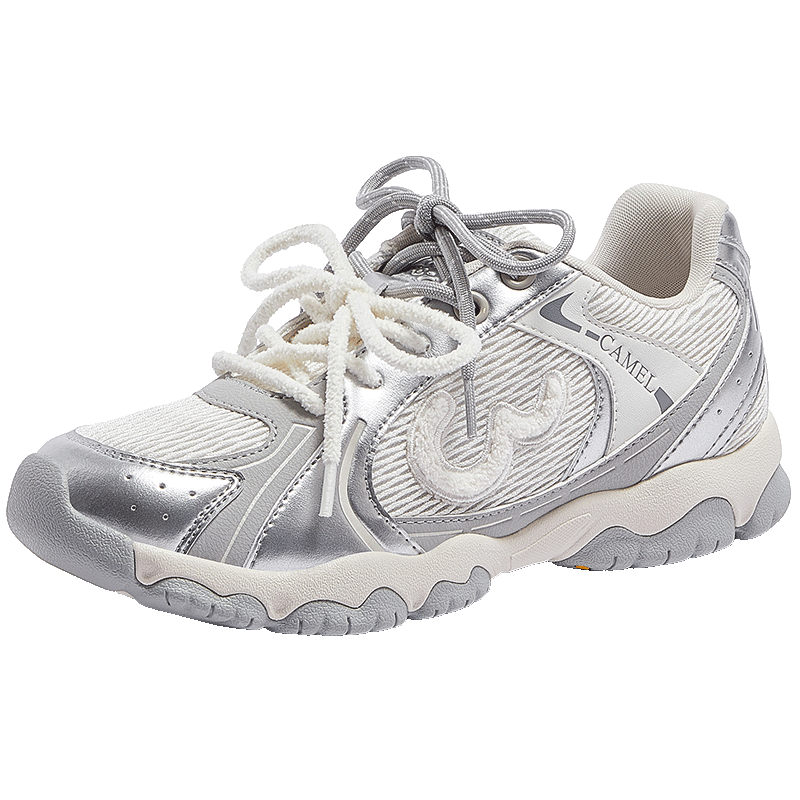 CAMEL Lightweight Cloud Training Shoes Women Naiwa Collaboration Height Increasing Thick Sole Casual Sports Shoes L26SXG3217 Off-White/Silver Size 38