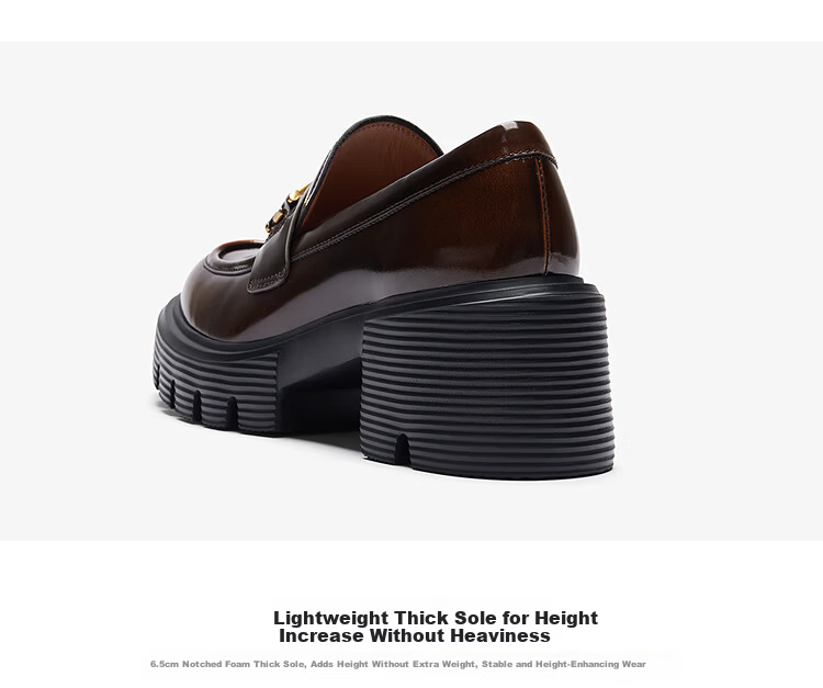 Laird Spring Summer New Thick Sole Genuine Leather Vintage College Style Loafers Women 6T72501 Truffle Black BKL37 8