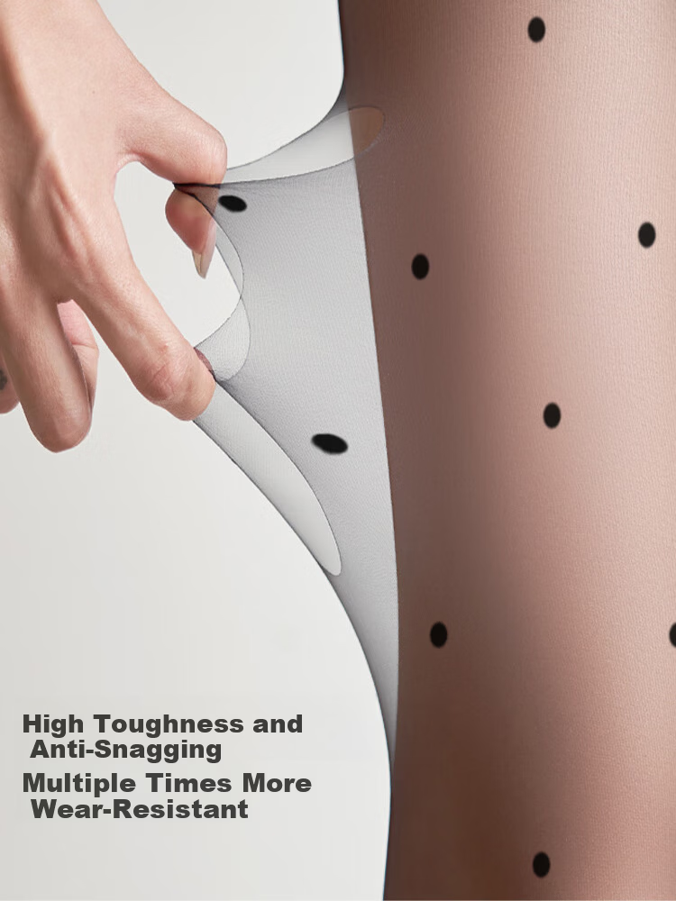 9i9 Sheer Polka Dot Black Stockings Women's Anti-Snag 0D High Transparency Durable Pantyhose Sexy Pure Desire Lingerie Socks 3-Pack S25 2