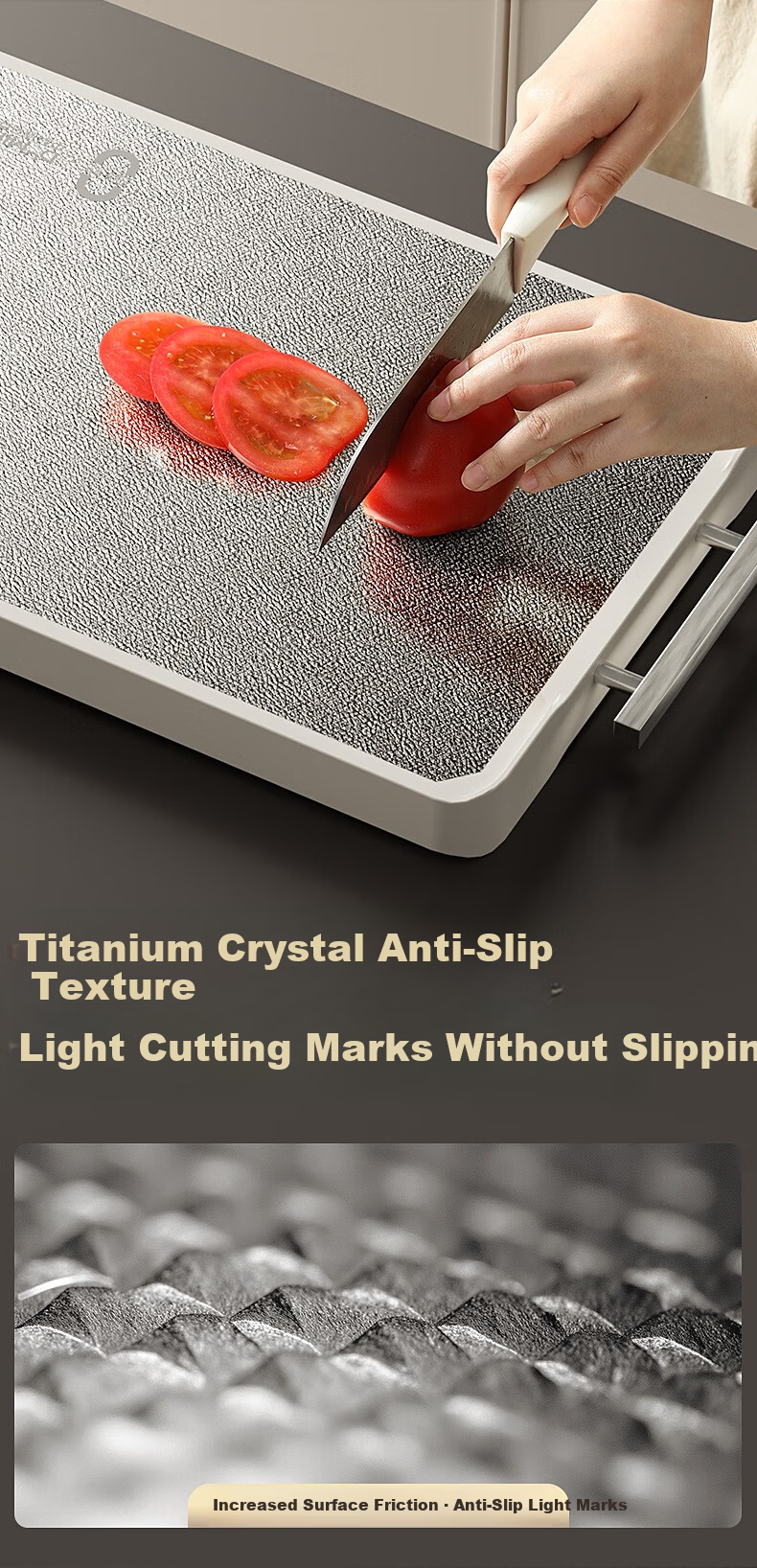 DUMIK 100% Pure Titanium Double-Sided Cutting Board Mold-Resistant Antibacterial Food-Grade Kitchen Knife Board Chopping Board Butcher Block 21