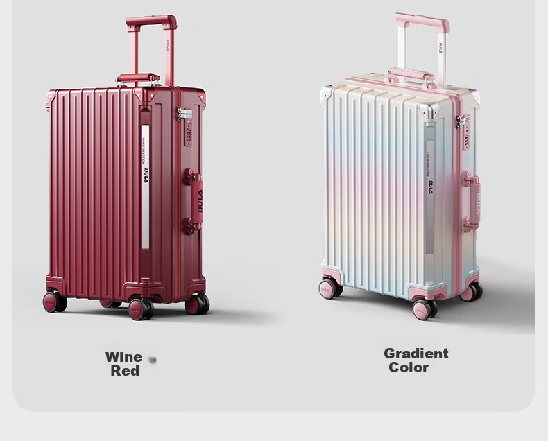 DULA High-Style Multifunctional Luggage with Cup Holder USB Trolley Case Travel Suitcase Gradient Color 26-inch 15