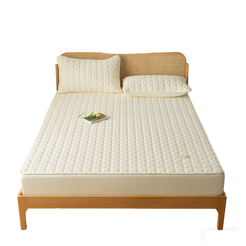 Hodo Waterproof Urine-Resistant Soybean Cotton-Padded Fitted Sheet Single Double 1.5x2m Mattress Protector 1.5m Bed Off-White