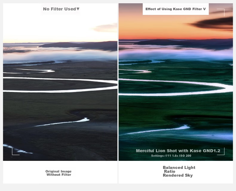 Kase GND0.9 Graduated Neutral Density Filter Gradient Gray Glass Multi-Coated Sunrise Sunset Photography Light Balance AGC Version GND 0.9 (3 Stops Reduction) 82mm 13