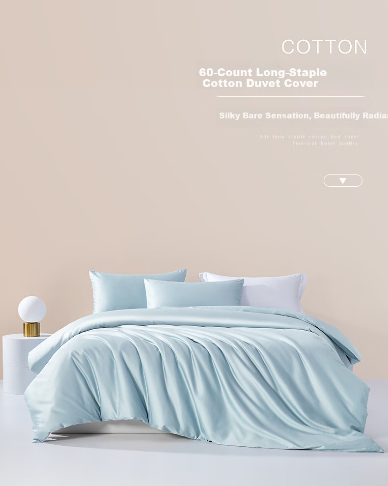 BEYOND Home Textiles 60S Long-Staple Cotton Pure Cotton Duvet Cover Single Set Simple Style (Water Green) 220*240cm 1