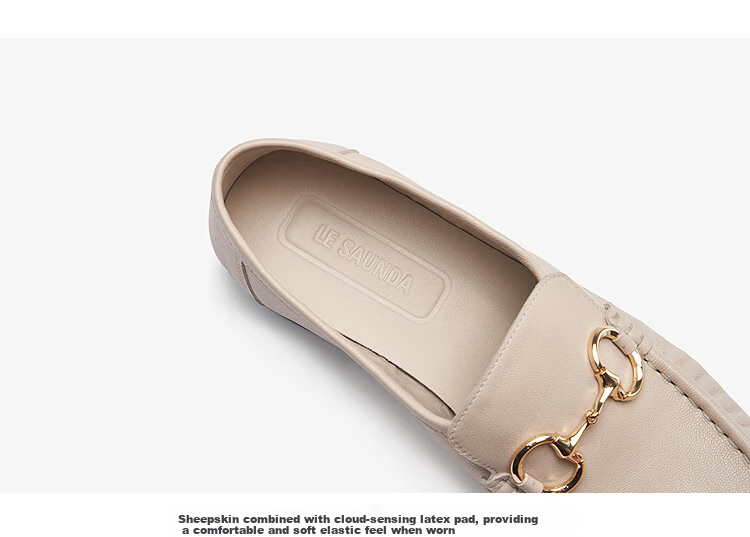 Le saunda [Luckfull] Commuter Comfortable Lambskin Loafers Women 20201 Cream White BDK 36 6