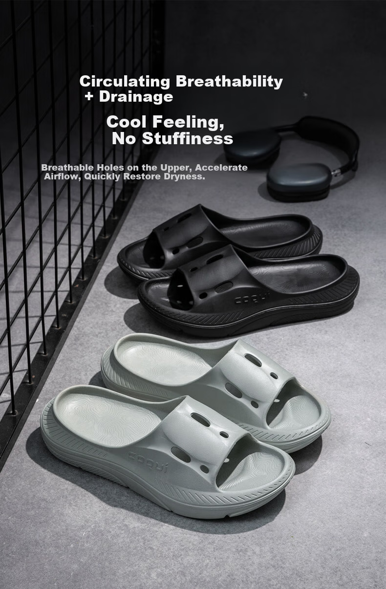 Coqui Unisex Summer Home Slippers Thick Sole Soft Elastic Cool Slippers Indoor Bathroom Slippers Deep Space Black 43CQ2520 4