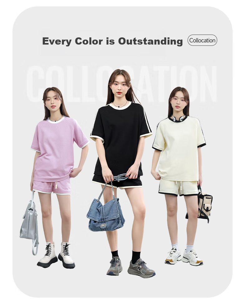 MJ STYLE Women's Short Sleeve and Shorts Set 2026 Summer New Trendy Sports Casual Homewear T-Shirt and Pants Set 15