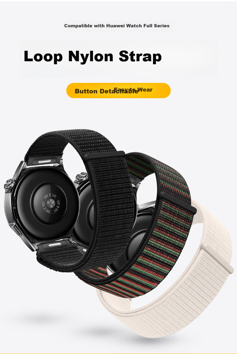 Binghong Quick-Release Press Button Watch Strap Compatible with Huawei GT6, Watch 5, Ultimate 2, GT5, GT6 Pro, GT5 Pro, GT4, GT3, 22mm Woven Band for Men and Women 2