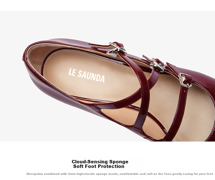 Le Saunda 2026 Spring New Commuter Chunky Heel Genuine Leather Mary Jane Shoes for Women Cherry Red BOP37 6T40002 5